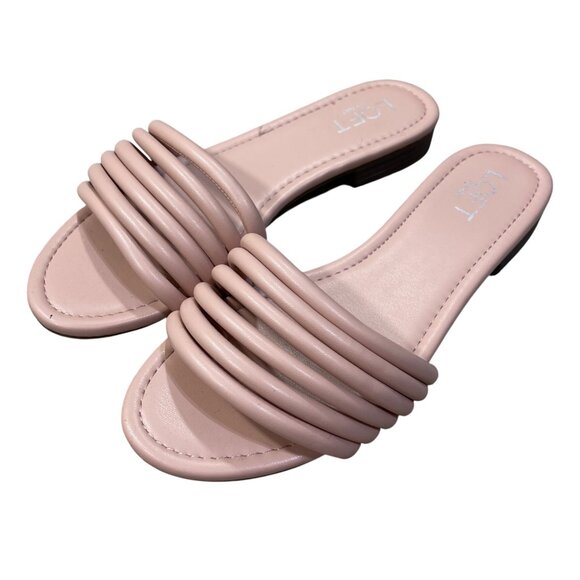 Loft Slide Sandal Pink Slip-on Size 8 Straps Low Block Heel - Picture 3 of 9